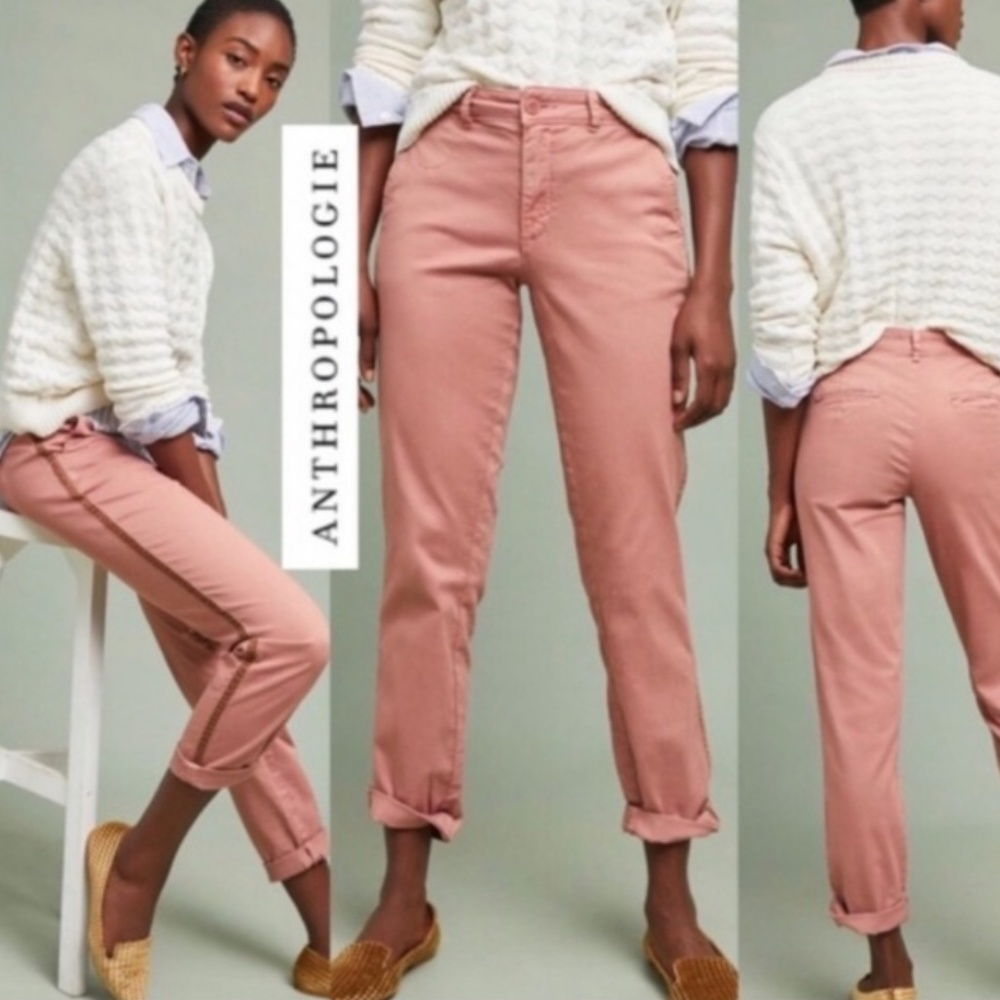 Anthropologie Velvet Stripe Relaxed Chinos 25